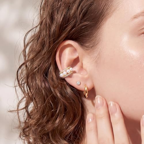 Gold Ear Cuff for Women, 14K Gold Plated Single Non-Pierced Earring with Micro-Pave Cubic Zirconia Adjustable Open Ear Clip for Daily Wear & Special Occasions - color: ear cuff-S 006