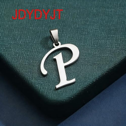 Stainless Steel Initial Letter Connector Charms Alphabet Pendant Diy Craft for Jewelry Making Necklaces Bracelets Keychain - color: Stainless Steel P