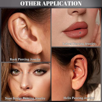 NICEIGHT 12Pcs 16G 18G Surgical Steel Eyebrow Piercing Jewelry for Women Men Small Curved Barbell Rings Vertical Labret Lip Jewelry Ear Rook Helix Daith Ring 6-12MM with 12Pcs Replacement Balls - color: Silver, size: 16G
