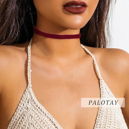 Black Choker Necklace Set Velvet Lace Choker Daisy Gothic Punk Classic Choker - color: 4pcs red