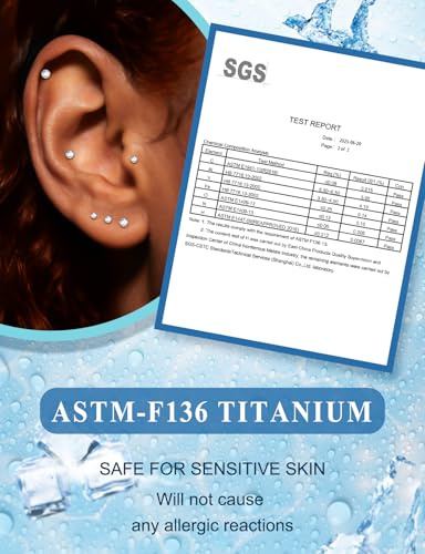 20G 18G 16G F136 Titanium Threadless Flat Back Earrings Nose Studs Tragus Forward Helix Conch Cartilage Lobe Earrings Medusa Labret Snake Bite Monroe Lip Ring Piercing Jewelry For Women Men - size: 20G-6MM Bar-CZ 2MM