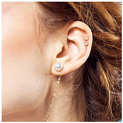Pierced Owl - 16GA Prong Set Shining Star 316L Surgical Stainless Steel Labret Monroe Lip Cartilage Helix Tragus Conch Ear Lobe Barbell Stud - style: Gold tone/Clear
