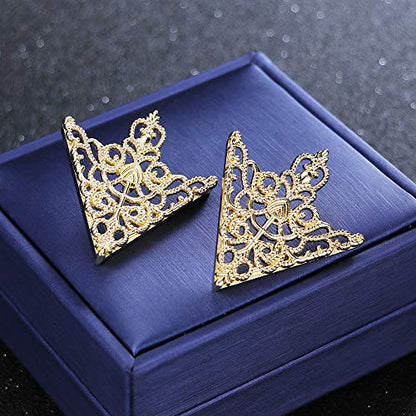 WCRAZYE Retro Hollow Pattern and Angle Triangle Collar Pins for Men Women Fashion Simple Gold Silver Palace Brooch Clip Pin Brooches Buckle Shirt Collar Decoration Parts - style: 3 Pairs Triangle Pins