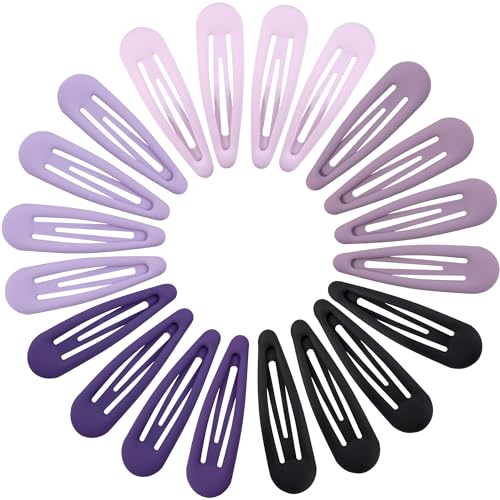 Small Hair Barrettes For Women No Slip Metal Snap Clips For Thin And Fine Hair,Matte Black Multiple Purple,20 PCS,1.97 x 0.5 Inch. - color: Matte Black Multiple Purple