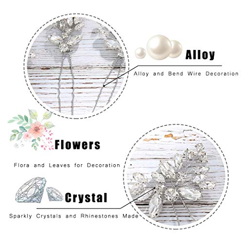 JAKAWIN Bridal Hair Pins Silver Rhinestone Wedding Hair Accessories Crystal Hair Jewelry for Women HP130 (Silver) - color: 1 Silver