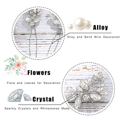 JAKAWIN Bridal Hair Pins Silver Rhinestone Wedding Hair Accessories Crystal Hair Jewelry for Women HP130 (Silver) - color: 1 Silver