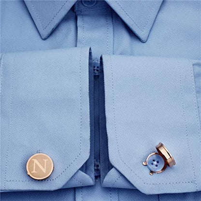 HAWSON Men's Letter Initial Button Cover Cufflinks Letter Rose Gold/Silver Suitable for Formal Business Shirt Letter A-Z - color: Rose Gold Color - N