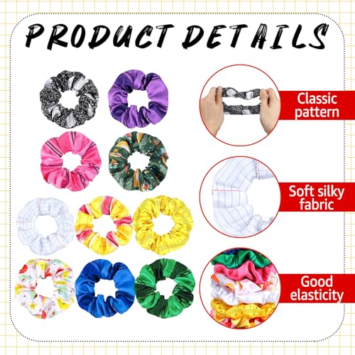 80 Pcs Teacher Satin Hair Scrunchies Pencil Ruler Silk Hair Ties Elastic Bands Ropes Ponytail Holders Ties Back to School Accessories for Women Party Favors - style: Back to School