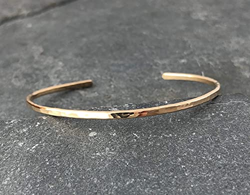 Gold Fill Hammered Thin Cuff Stacking Bracelet