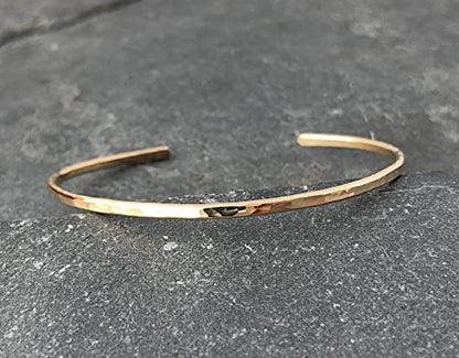 Gold Fill Hammered Thin Cuff Stacking Bracelet