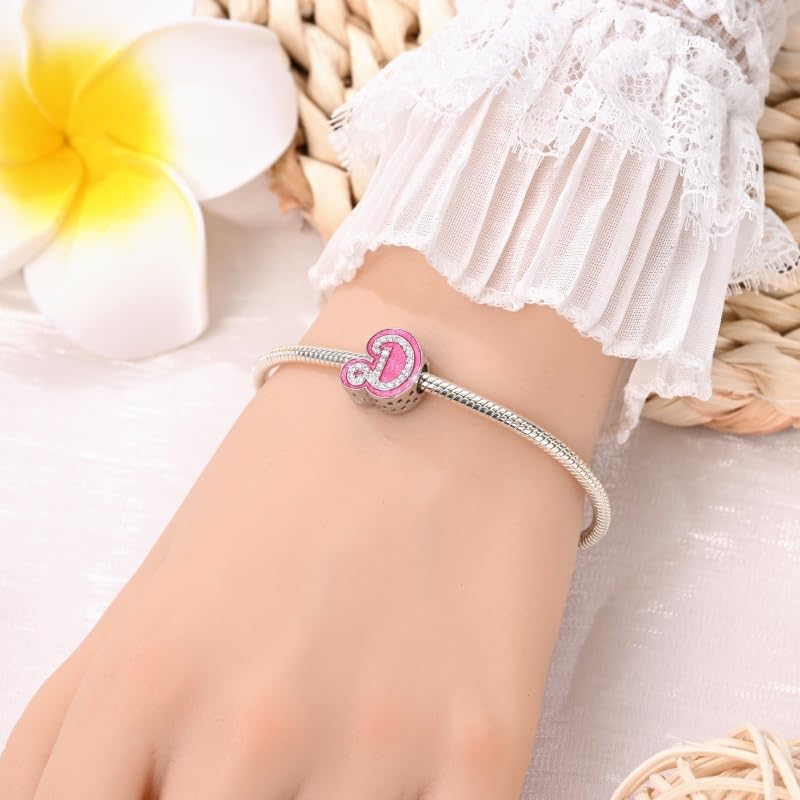 925 Sterling Silver Letter Charms Fits Pandora Bracelets Alphabet AZ Bead Charm for Bracelets Necklace with 5A Cubic Zirconia for Women Birthday Ceremony DIY Jewelry Gift - style: D