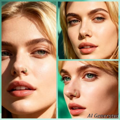davka Nose Ring Set, 18G Hinged Hoop 8mm & 20G Nose Studs, Stainless Steel & Gold Plated, Hypoallergenic, Multiple Styles Nose Piercing Jewelry - color: Gold/3Pcs Hoops/18gauge 8mm/Set-C