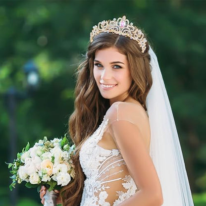 TAROSE Tiaras for Women, Birthday Crown and Sash for Girls | Birthday Sash Sunglasses Outfit, Birthday Gift for Women Girls, Goddess Crown Bride/Halloween/Prom/Party/Costume - color: 1 D. Gold+ab