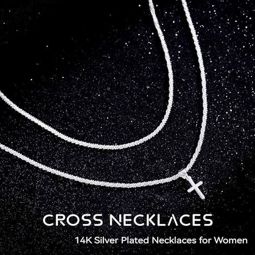 Layered Plated Silver Cross Necklace Sparkle Chain Dainty Jewelry for Women - color: A-Style