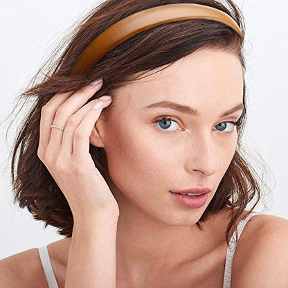 WOVOWOVO Leather Headbands for Women, 1Inch Non Slip Soft PU Hair Head Bands Diademas Para Mujer De Moda Cute Beauty Fashion Hairbands Hair Accessories - color: Multicolor-A