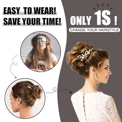 HMD Tousled Updo Messy Bun Hair Piece for Women Synthetic Hair Extension | Messy Bun Hair Piece with Elastic Scrunchie Synthetic Tousled Updos Ponytail Hairstyles for Daily Wear - color: Dark Chocolate Brown