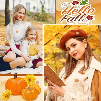 SANNIX 60Pcs Fall Pins, Autumn Enamel Pins Bulk Thanksgiving Lapel Pins Pumpkin Turkey Maple Leaf Brooch Pins for Clothes Bags Hats Accessories, 30 Styles - style: Fall Pins