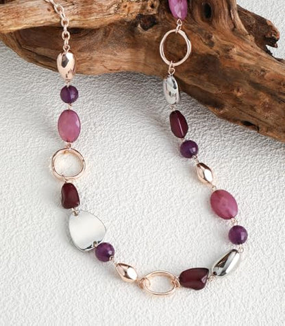 Long Gold Boho Necklaces for Women Beaded Statement Chain Long Necklace Gold Costume Jewelry Birthday Gifts for Her - color: 93-Purple