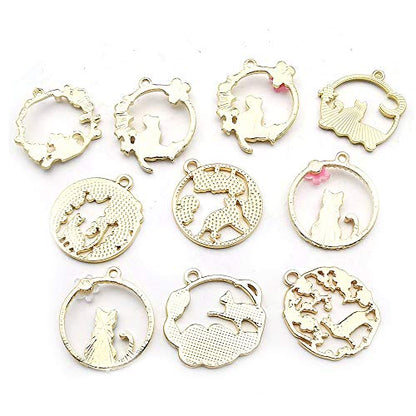 20 pcs Gold Plated Enamel Flower Cat Charms Pendant for Jewelry Making Necklace Bracelet Earring and Slime DIY Jewelry Accessories Charms (M451)