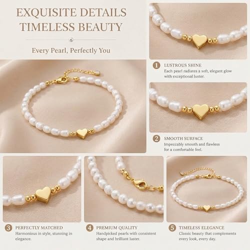 Pearl Bracelets for Women Dainty Baroque Pearl Bracelet White Bridesmaid Bridal Bracelet Wedding Jewelry Gifts for Mother Daughter Matching Outfits - color: A3:pearl bracelet