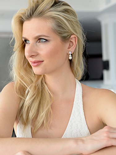 Mariell Clip-On Pearl Drop Bridal Earrings with Cubic Zirconia Crystals and Ivory Pearls For Brides, Bridesmaids, Weddings, Jewelry Gift for Women - color: Silver