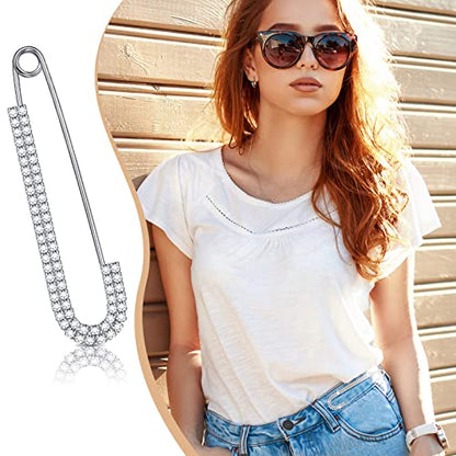 Boao 8 Pieces 4 Pieces Women Brooch Pins Sweater Shawl Clips Faux Crystal Pearl Brooches Safety Pins Dress Shirt Clips for Women