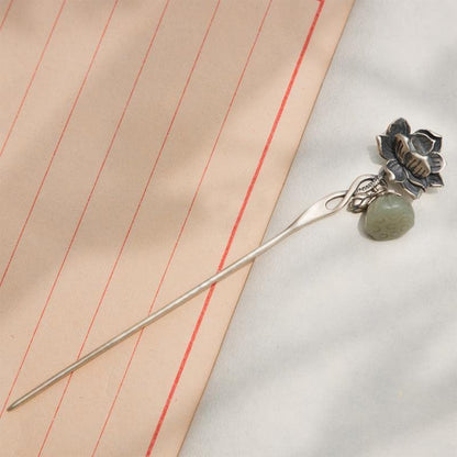 S925 Silver Plated Lotus flower Hairpin Chinese Hanfu Style Hair Sticks Retro Handmade Hair Clip Hair Accessories for Women Girls Long Hair (Lotus flower) - color: Lotus flower