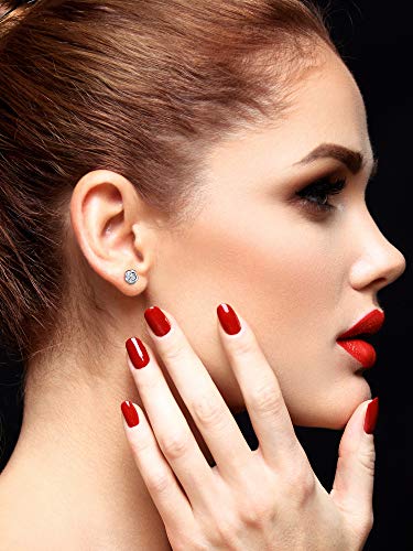 18 Pairs Stainless Steel Stud Earrings Solid Rhinestone Earring Cartilage Earrings Helix Ear Piercing Jewelry for Women Men (Steel Color, 18 G/ 1 mm with 4 mm Screw Ball)