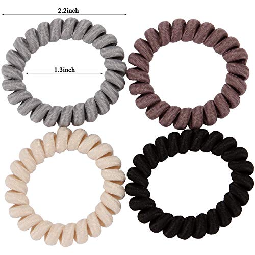 LONEEDY 20 Pack Spiral Hair Ties, Ponytail holder Coil Hair Ties, Phone-Cord Traceless Hair Rings cloth