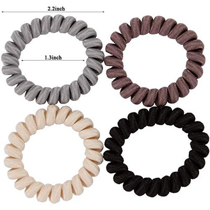 LONEEDY 20 Pack Spiral Hair Ties, Ponytail holder Coil Hair Ties, Phone-Cord Traceless Hair Rings cloth