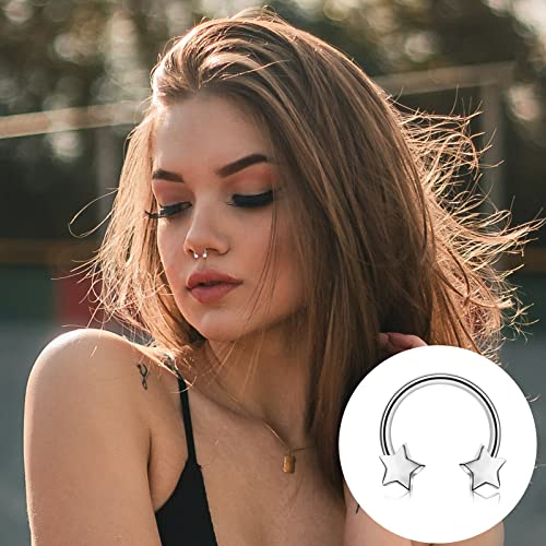 ONESING 20-30 Pcs Septum Rings 16G Septum Jewelry - Surgical Steel Piercings Horseshoe Helix Daith Smiley Tragus Lip Rings Nose Hoop Hinged Seamless Piercing Jewelry for Women Men - color: Color-B-16G-10mm