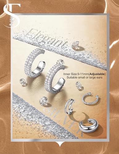 𝟒 𝐏𝐚𝐢𝐫𝐬 Ear Cuffs Non Piercing - 14K Gold Plated Ear Cuff Earrings for Women Trendy Ear Cuff for Non Pierced Ears Clip On Carrtilage Earring Lightweight Adjustable Fake Earrings Set - style: Silver Plated-Chunky