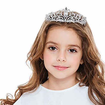 Crystal Tiara Crowns For Women Girls Princess Elegant Crown with Combs Women's Headbands Bridal Wedding Prom Birthday Party - color: Silver Crown 5PCS, size: 5Pcs