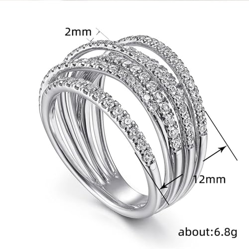 PAVOOI 14K Gold Plated X Ring Simulated Diamond CZ Criss Cross Ring for Women Juude Jewelers Silver Rose Gold Braided Wrap Knot Style Promise Statement Cocktail Party Ring(Silver.A-US Code-6) - color: SILVER.A, size: (US Code-6)