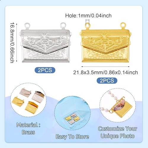 Elecrelive Locket Pendants Photo Frame Charms Memory Photo Charms Heart Locket Photo Frame Pendants - color: 2 Colors - Rectangle