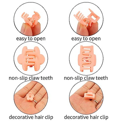 SuPoo 20 Pack Mini, Short Hair Clips for Thin - 1.1" Tiny Flower , Claw for Girls, School Gift with Box & Rectangle - color: Rainbow