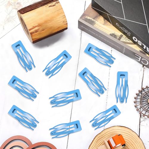 20 Pcs Snap Hair Clips for Women Snap Hair Barrettes Double Grip Hair Clips 3 Prong Clips for Hair Barrettes for Women Girls (Blue) - color: Blue
