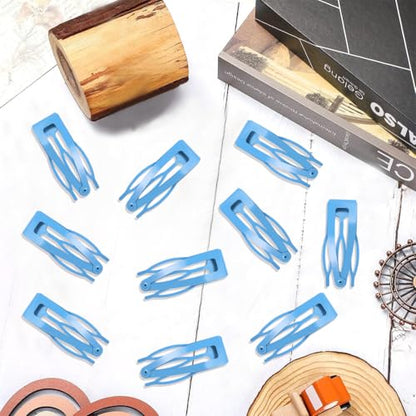 20 Pcs Snap Hair Clips for Women Snap Hair Barrettes Double Grip Hair Clips 3 Prong Clips for Hair Barrettes for Women Girls (Blue) - color: Blue