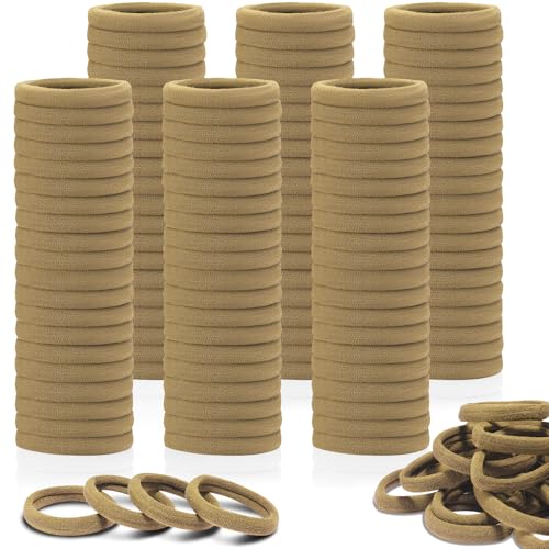 IKOCO 150PCS Seamless Hair Ties for Women, No Damage, Light Brown | Cotton Ponytail Holders, Value Pack, Elastic, No Breakage, No Crease, Durable Hold, for Thick & Curly Hair - color: Light Brown