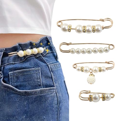 8 PCS Pearl Brooch Pins, Faux Pearl Rhinestones Brooches, Secure Safety Pins for Dresses, Sweaters, Scarves & Cardigans - color: Style 2