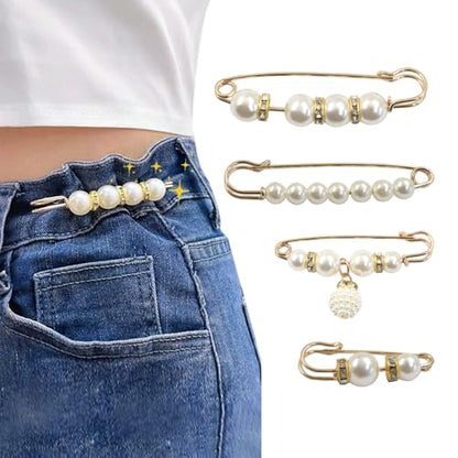 8 PCS Pearl Brooch Pins, Faux Pearl Rhinestones Brooches, Secure Safety Pins for Dresses, Sweaters, Scarves & Cardigans - color: Style 2
