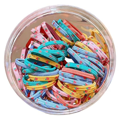 Colorful Hair Rings For Women High Flexibility Braided Ponytail Rings Sport Ready Mixed Hues Mixed Hair Elastics Set - color: strawberry