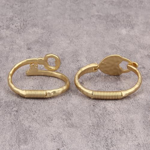 Gold Cuff Bracelet for Women Chunky Bracelet Statement Bracelet | Chunky Bangle Bracelets for Women Silver Beaded Open Bangle Stackable Stretch Bead Bracelet Boho Jewelry Gift for Wife Couple - style: Chunky Gold Arm Cuffs Set