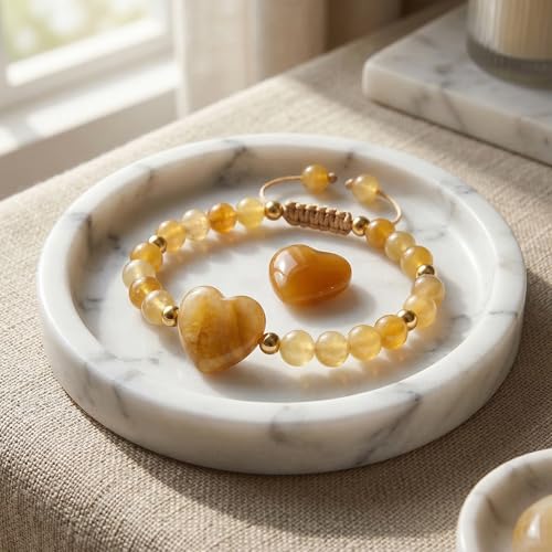 Heart Crystal Bracelet,Natural Gemstone Healing Bead Bracelet | Handmade Jewelry Gifts for Women Men,Graduation Gift for Her - color: Topaz Bracelet
