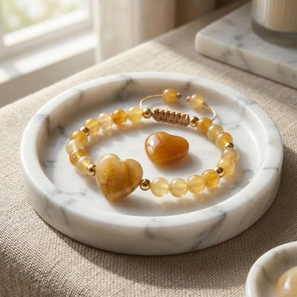 Heart Crystal Bracelet,Natural Gemstone Healing Bead Bracelet | Handmade Jewelry Gifts for Women Men,Graduation Gift for Her - color: Topaz Bracelet