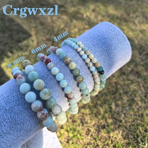 4mm 6mm 8mm Healing Crystal Bracelets for Women Men Natural Stone Beaded Stretch Bracelet Handmade Gemstone Reiki Spiritual Jewelry Gifts - color: Amazonite+Agalmatolite Jasper-Lucky, size: 8mm