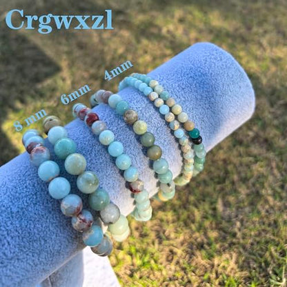 4mm 6mm 8mm Healing Crystal Bracelets for Women Men Natural Stone Beaded Stretch Bracelet Handmade Gemstone Reiki Spiritual Jewelry Gifts - color: Amazonite+Agalmatolite Jasper-Lucky, size: 8mm