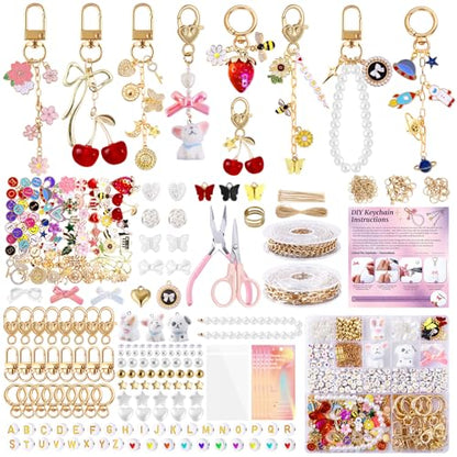Wurosi 773 Pcs Lip Gloss Keychain Making Kit with Storage Box | Including Chains,Charms,Letters,Hooks,Manual,Gift Bgas, Jump Rings & Tools, Perfect DIY Jewelry Crafts & Gift for Adults - color: 773 Pcs Gold Keychain Kit