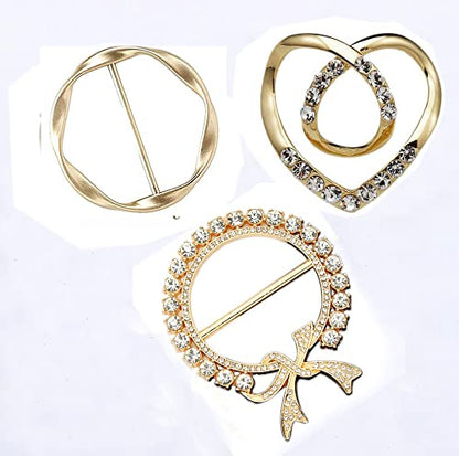 3 Pack Metal Tshirt Clips and Rings 1.9 Inch Large T-shirt Clip Scarf Ring for Girl Women - color: gold