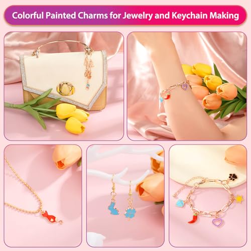 Flasoo 404Pcs Gold Charms for Jewelry Making, Assorted Bracelet Charm Letter Charms for DIY Jewelry Making Necklace Bracelet, Keychains and Crafts